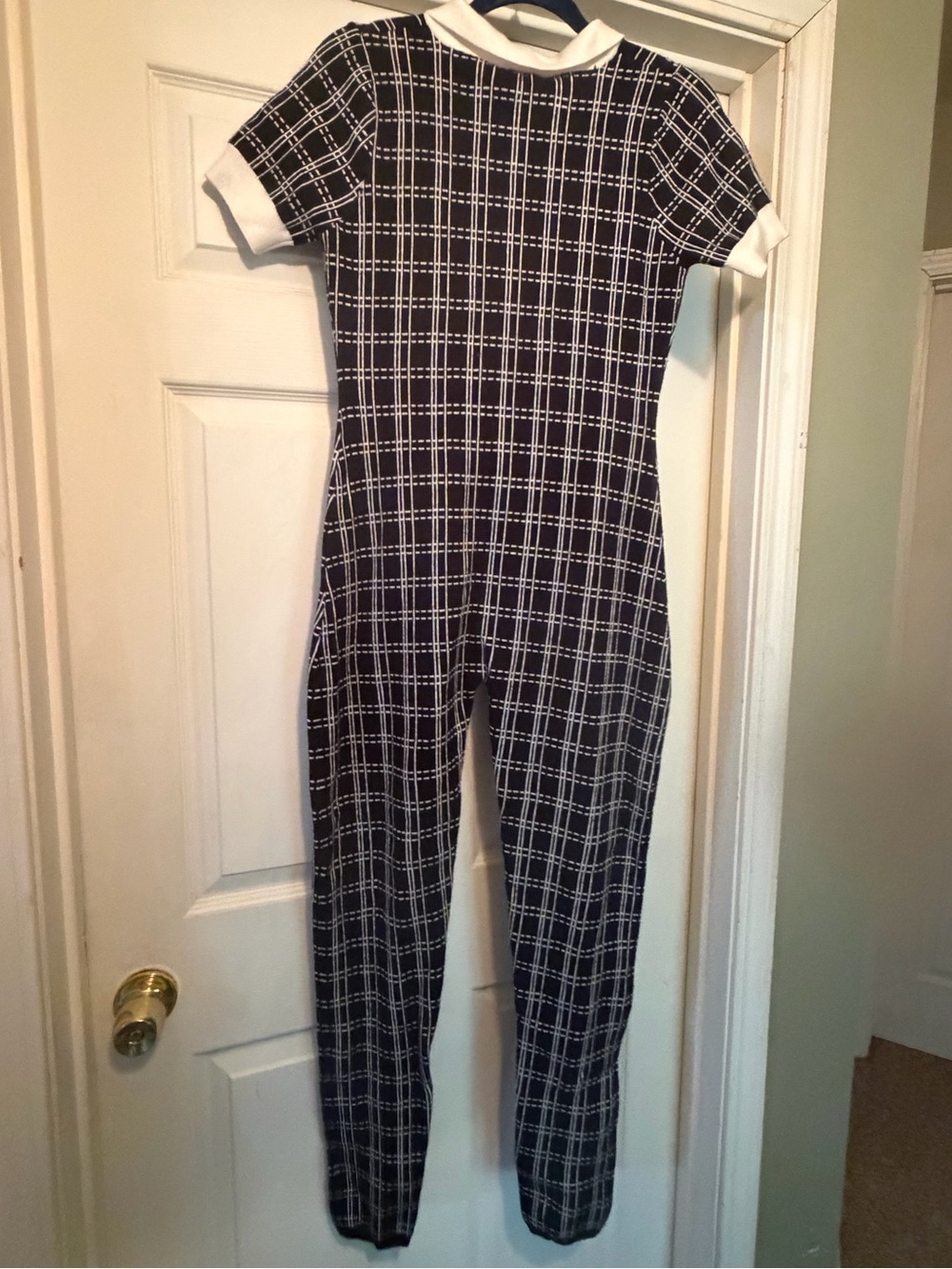 Fashion Nova Black Plaid One-Piece Romper with Cream Trim - Picture 11 of 11